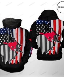 Smu Mustangs NCAA US Flag All Over Print Hoodie