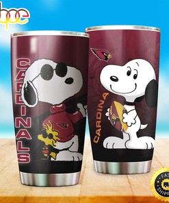 Snoopy Arizona Cardinals NFL Football Teams Big Logo 10 Gift For Fan Travel Tumbler - Fun Snoopy Tumbler for Arizona Cardinals Fans