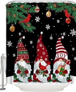 Snowflake Gnome Christmas Ornaments Shower Curtain - Home Decor Bathroom Curtain