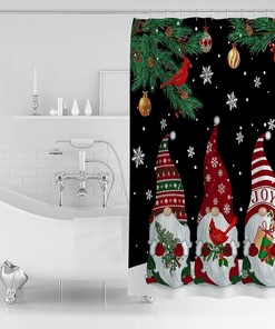 Snowflake Gnome Christmas Ornaments Shower Curtain - Home Decor Bathroom Curtain