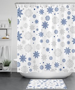 Snowflake Merry Christmas Shower Curtain for Bathroom Decor