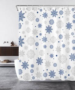 Snowflake Merry Christmas Shower Curtain for Bathroom Decor
