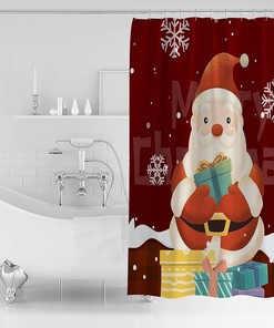 Snowflake Santa Claus Gift Shower Curtain - Jolly Christmas Bathroom Decor