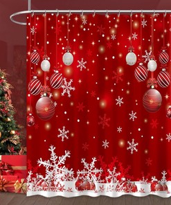 Snowflake Shower Curtain Christmas Bathroom Decor