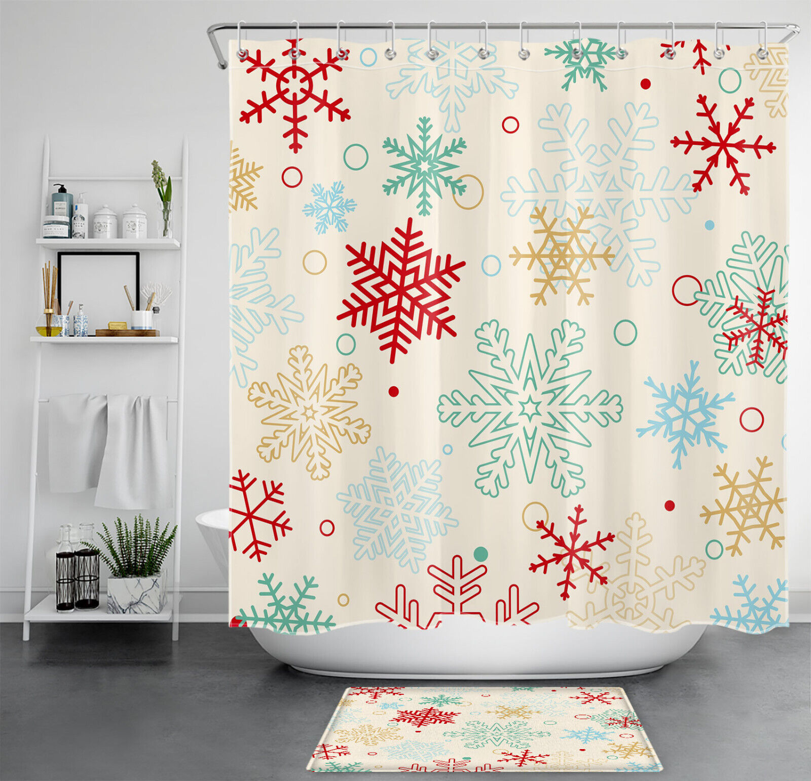 Snowflake Shower Curtain for a Winter Wonderland Bathroom Decor