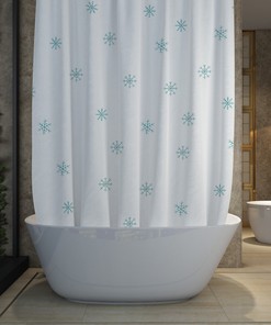 Snowflake Winter Decor Blue Shower Curtain - Christmas and Bathroom Decor
