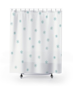 Snowflake Winter Decor Blue Shower Curtain - Christmas and Bathroom Decor