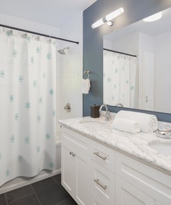 Snowflake Winter Decor Blue Shower Curtain - Christmas and Bathroom Decor