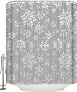 Snowflake Winter Holiday Grey Shower Curtain - Modern Christmas Bathroom Decor