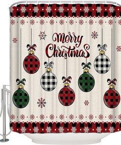Snowflake Xmas Ornaments Shower Curtain - Traditional Christmas Bathroom Decor