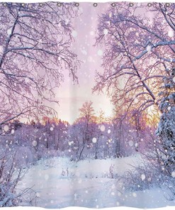 Snowing Landscape Christmas Shower Curtain 