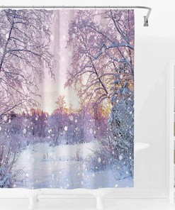 Snowing Landscape Christmas Shower Curtain