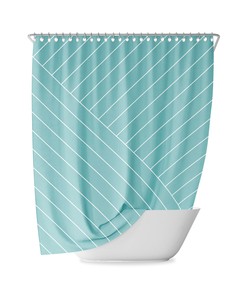 Soft Striped Green Abstract Lines Shower Curtain for Minimalist Bathroom Decor