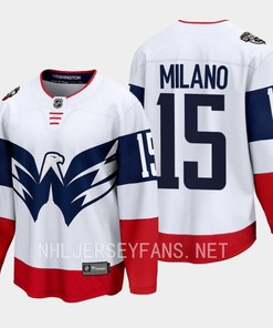 Sonny Milano 15 Washington Capitals 2023 Jersey Stadium White Primegreen