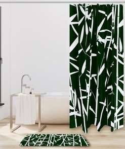 Sophisticated Bamboo Leaves Waterproof Bathroom Curtain Standard