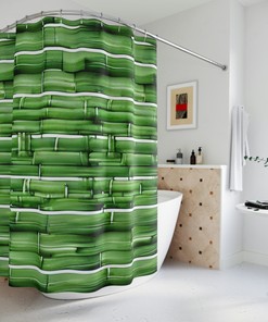 Sophisticated and Stylish Abstract Art Bamboo Shower Curtain - Modern Bathroom Decor
