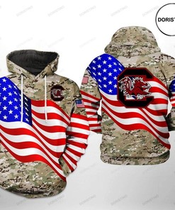 South Carolina Gamecocks NCAA US Flag Camo Veteran 3D Hoodie