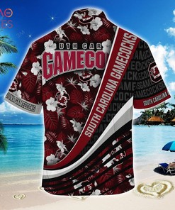 South Carolina Gamecocks Summer Hawaiian Shirt, With Tropical Flower Pattern for Fans