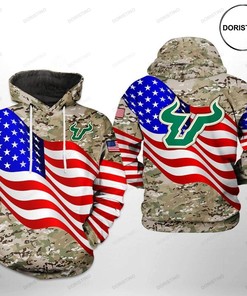 South Florida Bulls NCAA US Flag Camo Veteran 3D Hoodie