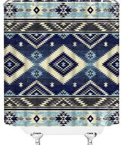 Southwest Aztec Shower Curtain - Vintage Tribal Geometric Pattern for Boho Bathroom Decor
