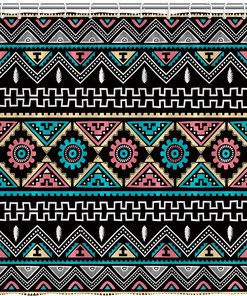 Southwest Native American Mandala Rustic Shower Curtain, Geometric Tribal Art Bathroom Decor