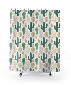 Southwest Shower Curtain in Cactus Design - Perfect for Southwestern Bathroom Decor