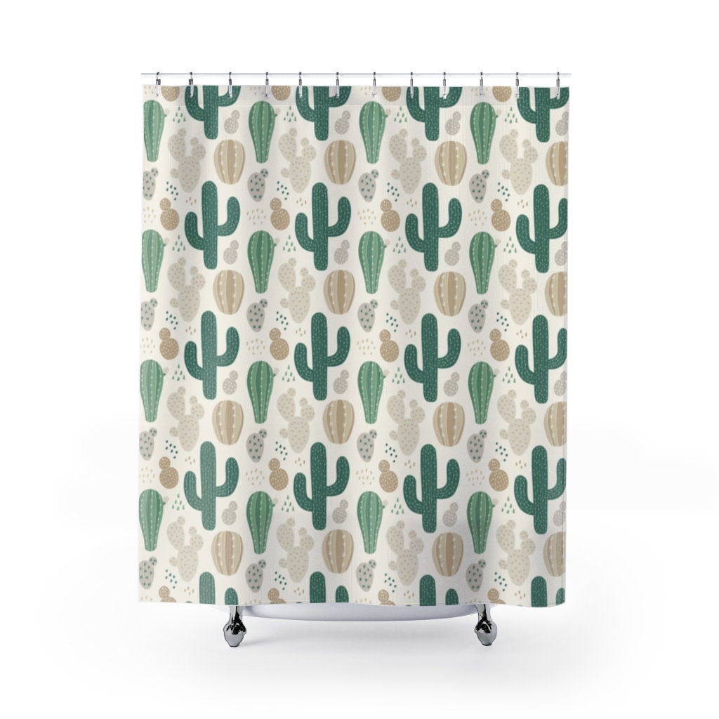 Southwest Shower Curtain in Cactus Design - Perfect for Southwestern Bathroom Decor