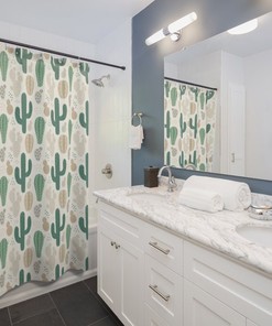 Southwest Shower Curtain in Cactus Design - Perfect for Southwestern Bathroom Decor