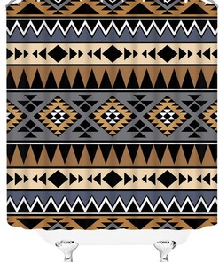 Southwest Western Navajo American Ethnic Shower Curtain, Triangular Geometric Bath Decor