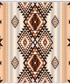 Southwestern Native American Ethnic Navajo Abstract Geometric Tribal Vintage Shower Curtain for a Rustic Bathroom Decor