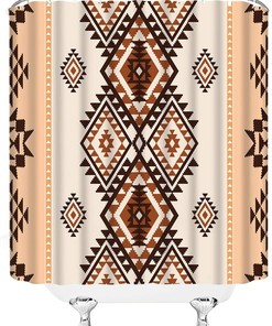 Southwestern Native American Ethnic Navajo Abstract Geometric Tribal Vintage Shower Curtain for a Rustic Bathroom Decor