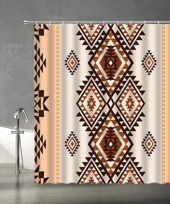 Southwestern Native American Ethnic Navajo Abstract Geometric Tribal Vintage Shower Curtain for a Rustic Bathroom Decor