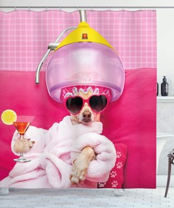 Spa Fashion Chihuahua Shower Curtain with Cute Puppy Print for Bathroom Decor