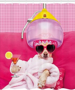 Spa Fashion Chihuahua Shower Curtain with Cute Puppy Print for Bathroom Decor