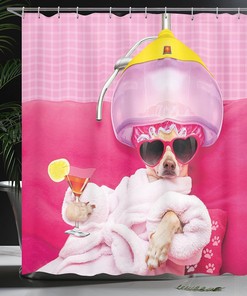 Spa Fashion Chihuahua Shower Curtain with Cute Puppy Print for Bathroom Decor