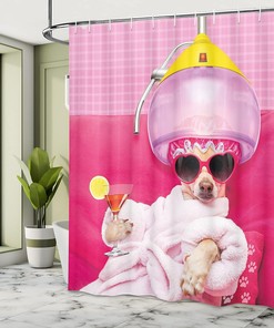 Spa Fashion Chihuahua Shower Curtain with Cute Puppy Print for Bathroom Decor