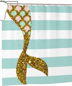 Sparkling Mermaid-Tail Shower Curtain - Fun and Festive Bathroom Decor with Home Decor Accents