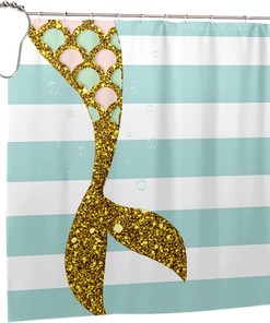 Sparkling Mermaid-Tail Shower Curtain - Fun and Festive Bathroom Decor with Home Decor Accents