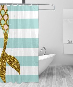 Sparkling Mermaid-Tail Shower Curtain - Fun and Festive Bathroom Decor with Home Decor Accents