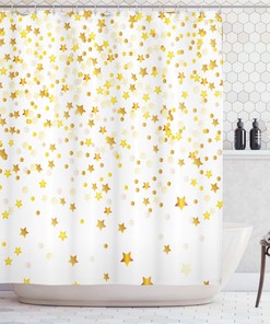 Sparsed Stars & Spots Geometric Shower Curtain - Fanciful Bathroom Decor 