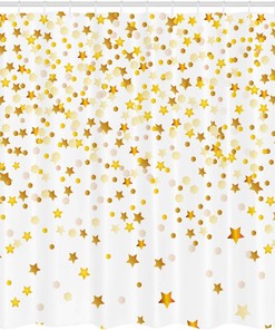 Sparsed Stars & Spots Geometric Shower Curtain - Fanciful Bathroom Decor
