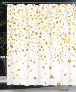 Sparsed Stars & Spots Geometric Shower Curtain - Fanciful Bathroom Decor