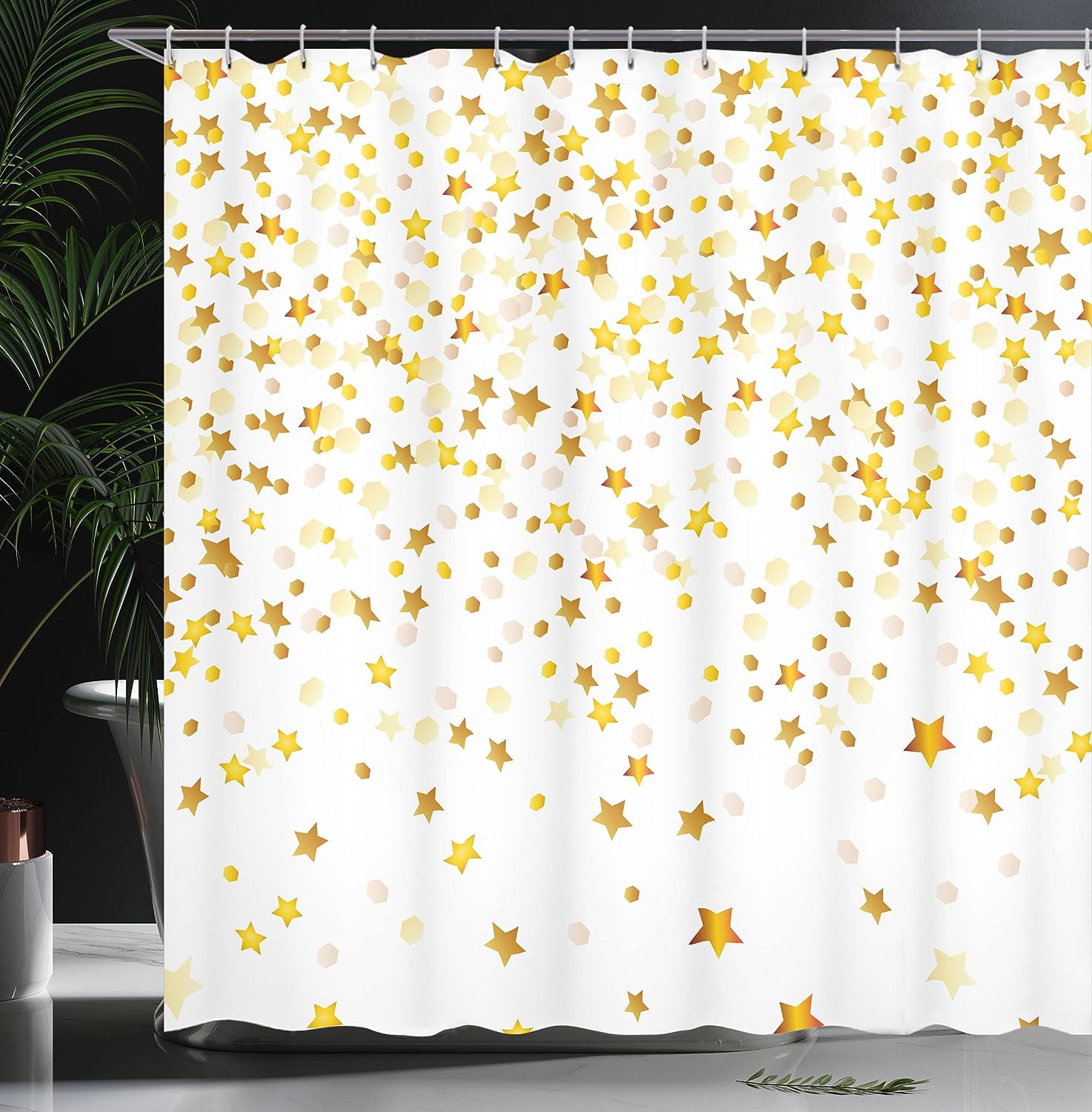 Sparsed Stars & Spots Geometric Shower Curtain - Fanciful Bathroom Decor