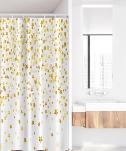 Sparsed Stars & Spots Geometric Stall Shower Curtain - Boho Bathroom Decor