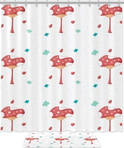Speckled Mushroom Fabric Bathroom Shower Curtain - Durable Waterproof Bath Curtains