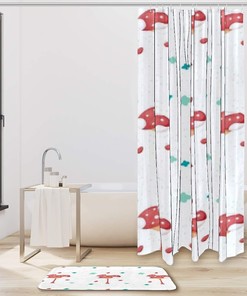 Speckled Mushroom Fabric Bathroom Shower Curtain - Durable Waterproof Bath Curtains