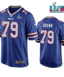 Spencer Brown 79 Buffalo Bills Super Bowl LVII Game Player Men Jersey - Royal Jersey