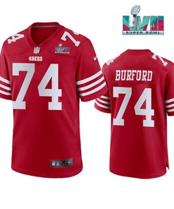 Spencer Burford 74 San Francisco 49Ers Super Bowl LVII Men Game Jersey- Scarlet
