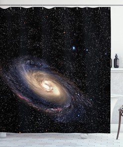 Spiral Universe Shower Curtain with Astronomy Theme for Deep Outer Space Bathroom Decor