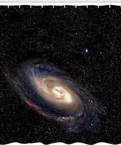 Spiral Universe Shower Curtain with Astronomy Theme for Deep Outer Space Bathroom Decor